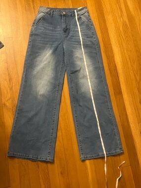 Wide leg stretchy denim Pocket jeans size M, unbranded